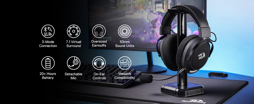 Redragon H858 Over-Ear Headset | Noise-Canceling Mic & 7.1 Audio