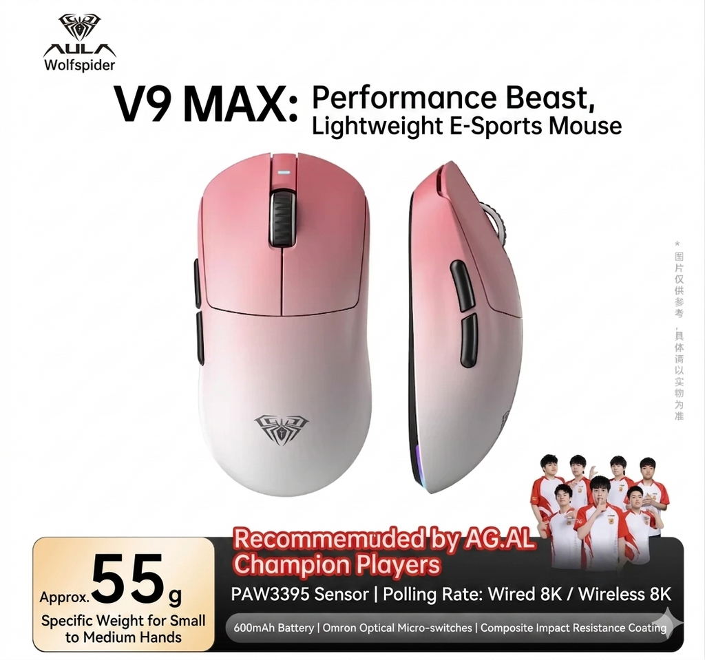 AULA V9+ Tri-Mode Wireless Mouse – Pro E-sports Performance Series