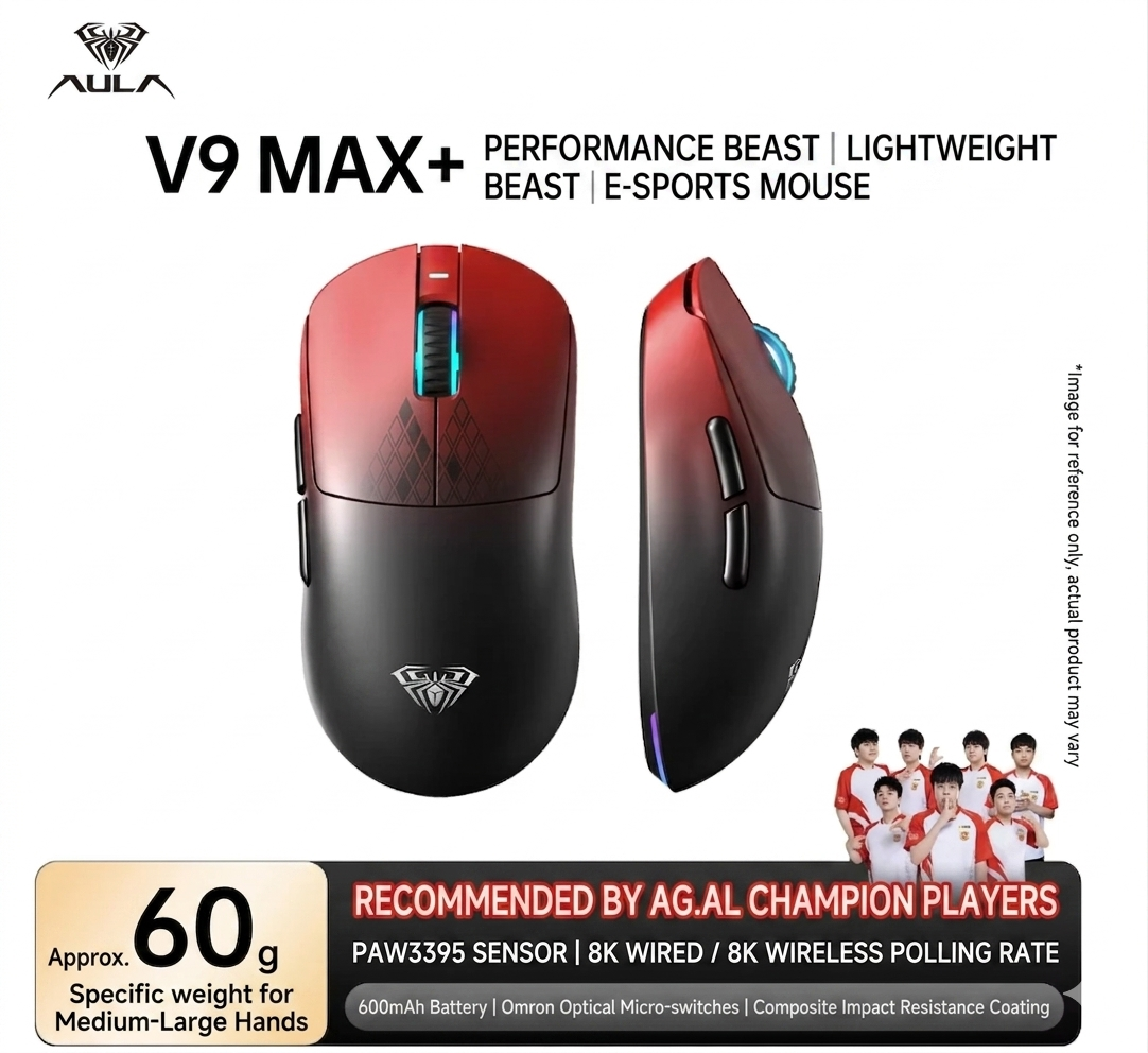 AULA V9+ Tri-Mode Wireless Mouse – Pro E-sports Performance Series