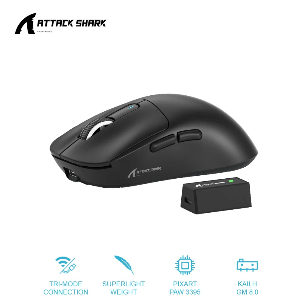 Attack Shark X3PRO 8k Receiver Three-mode Lightweight PAW3395 E-sports Charging Computer Game Wireless Mouse-2