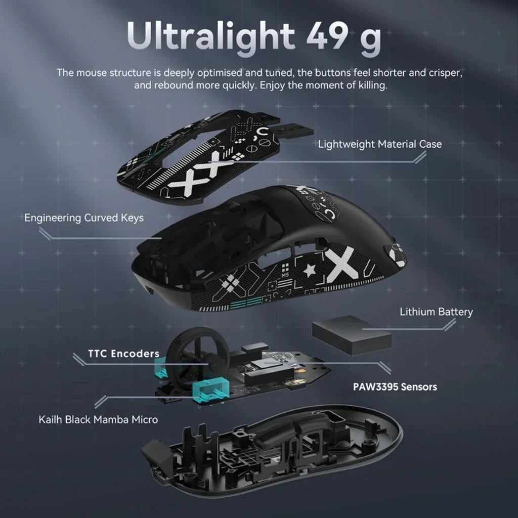 Attack Shark X3PRO 8k Receiver Three-mode Lightweight PAW3395 E-sports Charging Computer Game Wireless Mouse-3