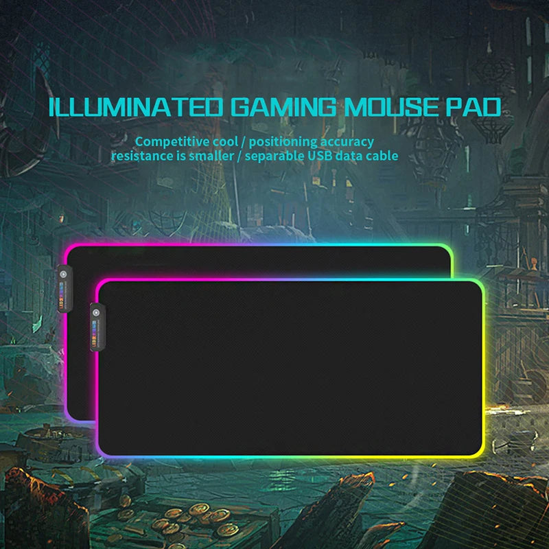 RGB Keyboard Mouse Pad LED Light Mousepad Desk-mat Colorful Surface Waterproof Multi-size Non-slip Mice Pad-5