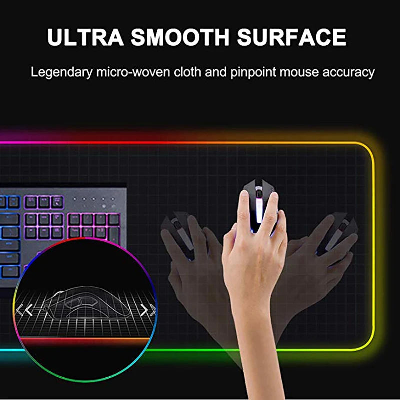 RGB Keyboard Mouse Pad LED Light Mousepad Desk-mat Colorful Surface Waterproof Multi-size Non-slip Mice Pad-3