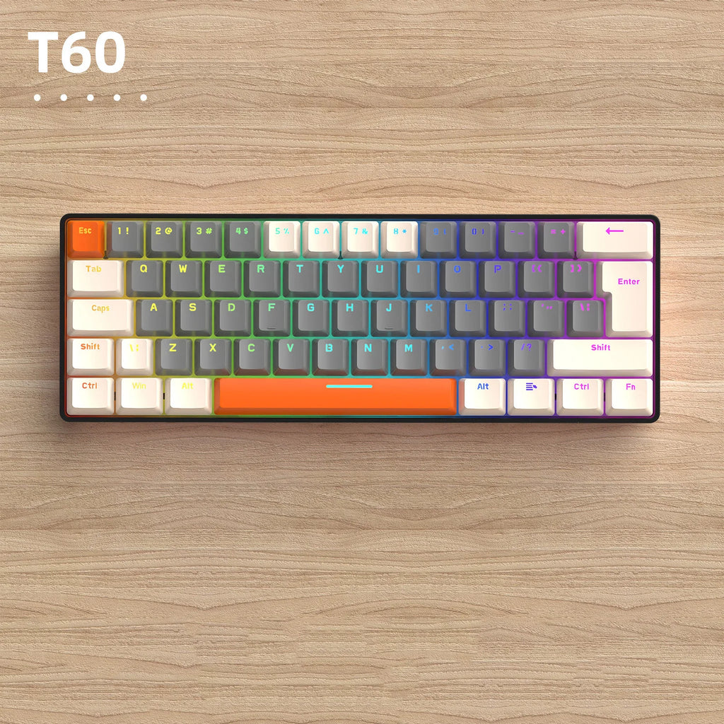 Free Wolf T60 Mechanical Keyboard Color Matching Customized Game Notebook Office Computer 62 Key Mini Keyboard-0