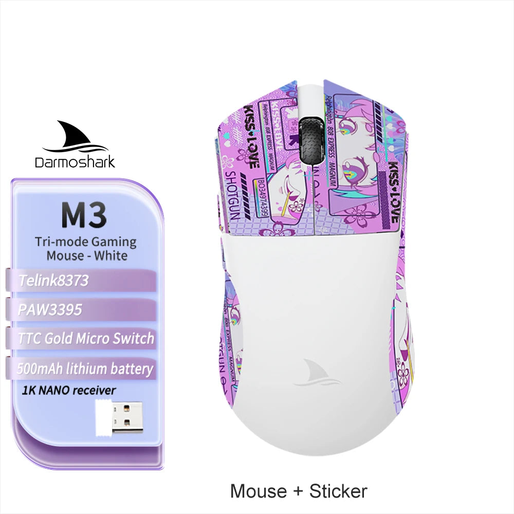 Darmoshark M3 V2 Double 8K: PAW3395 Sensor | 26K DPI Tri-Mode Mouse