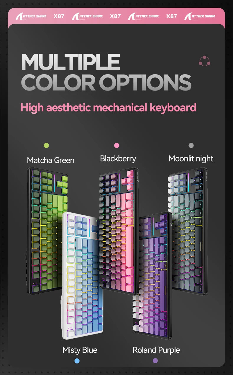Attack Shark Keyboard X87: Tri-Mode Side-Lit Mechanical