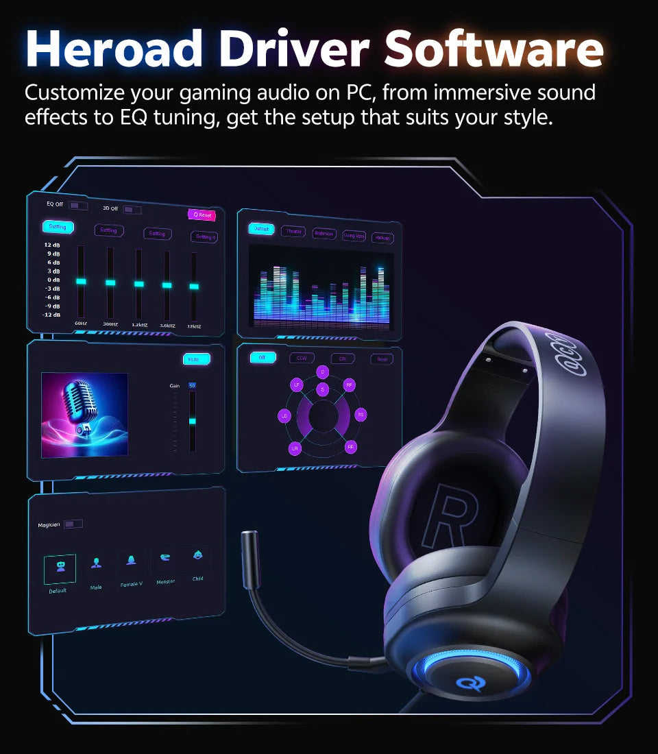 QCY Heroad V200 – Professional Bluetooth 6.0 Gaming Headset | 7.1 Series
