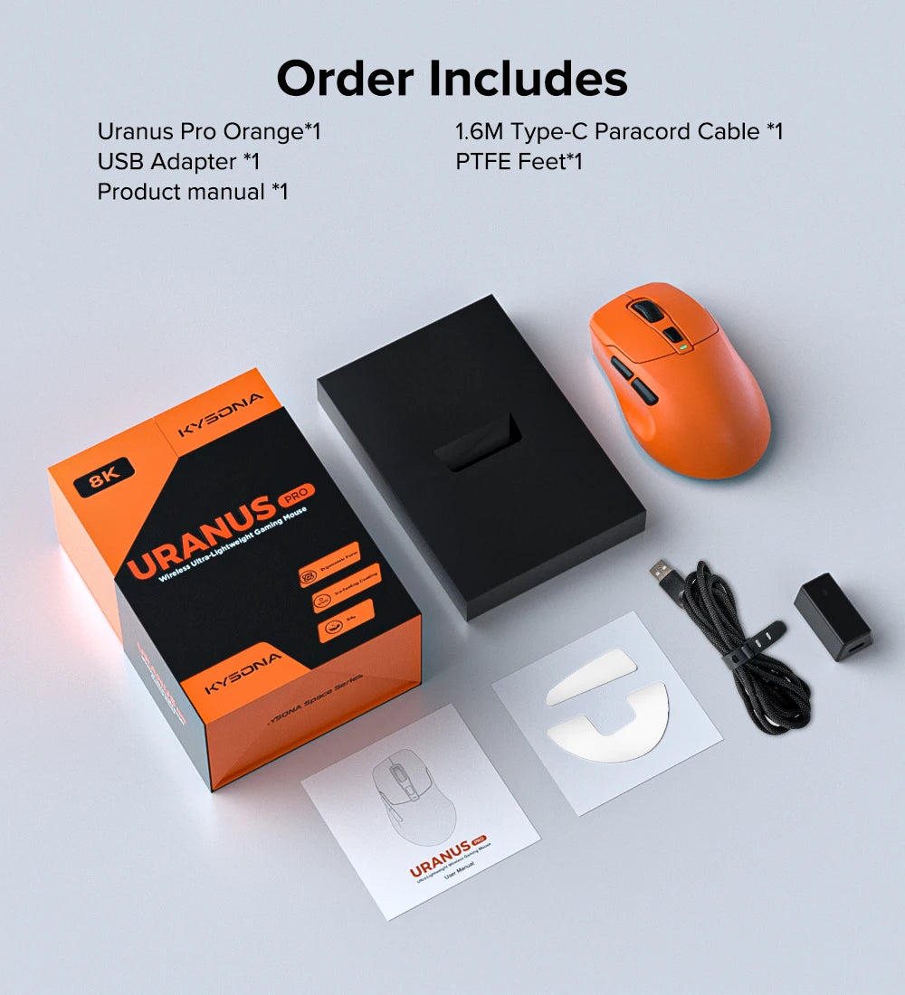 KYSONA Uranus PRO: PAW3395 8K Hz Performance Wireless Mouse