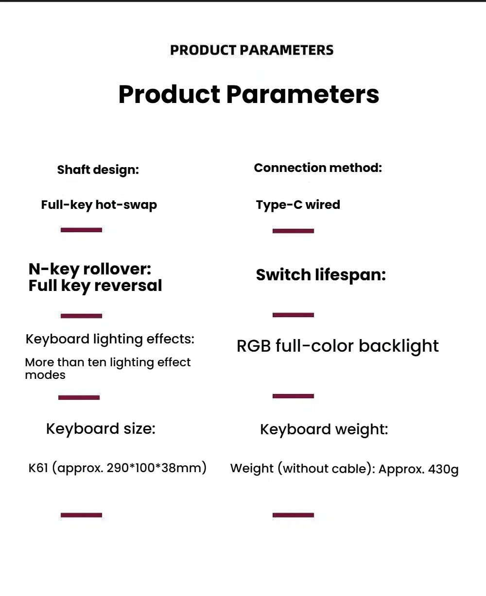 K61 USB Mini Mechanical Keyboard – Professional Hot-Swappable Gaming Series