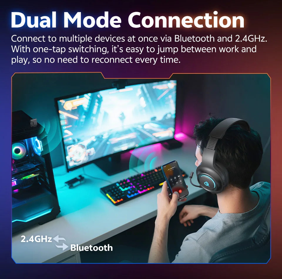 QCY Heroad V200 – Professional Bluetooth 6.0 Gaming Headset | 7.1 Series