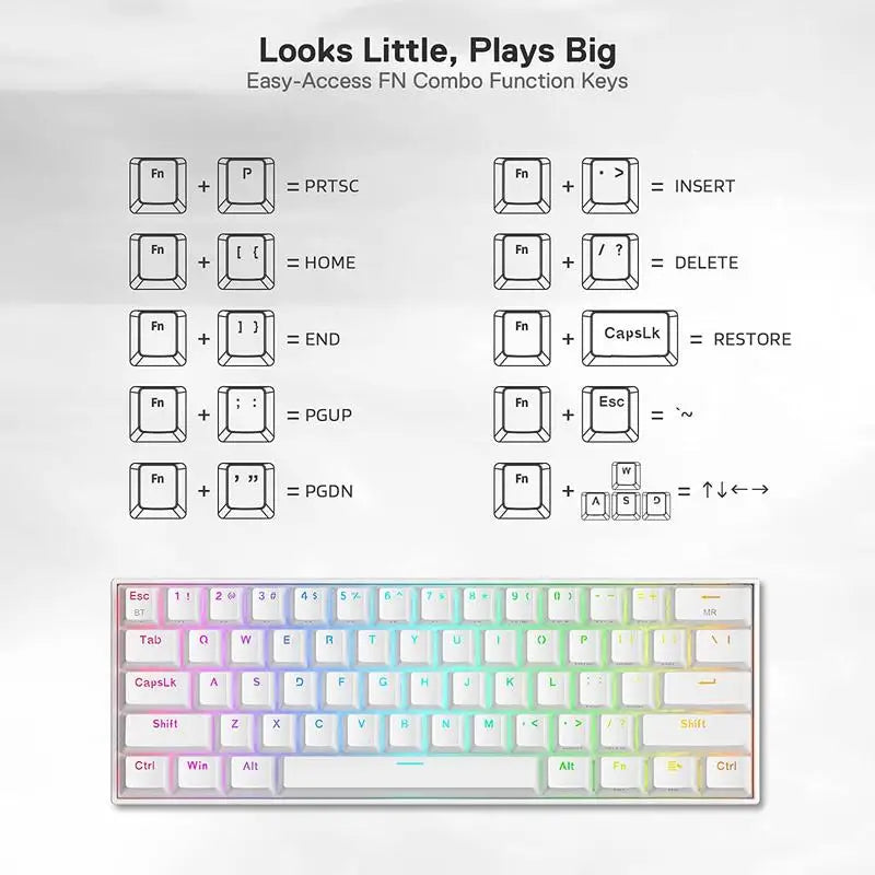 Redragon K530 Pro Keyboard: Tri-Mode Wireless 60% Mechanical
