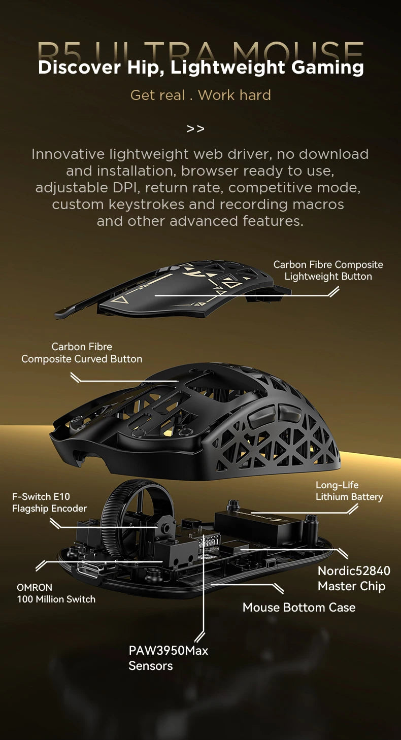 Attack Shark R5 Ultra: Carbon Fiber 8K Gaming Mouse
