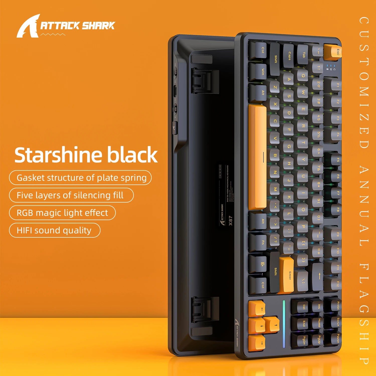 Attack Shark Keyboard X87: Tri-Mode Side-Lit Mechanical