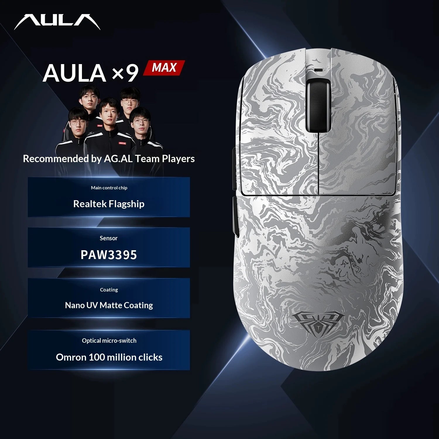 AULA X9 Max Ultra | PAW3950 Sensor & Dual 8KHz Wireless Gaming Mouse
