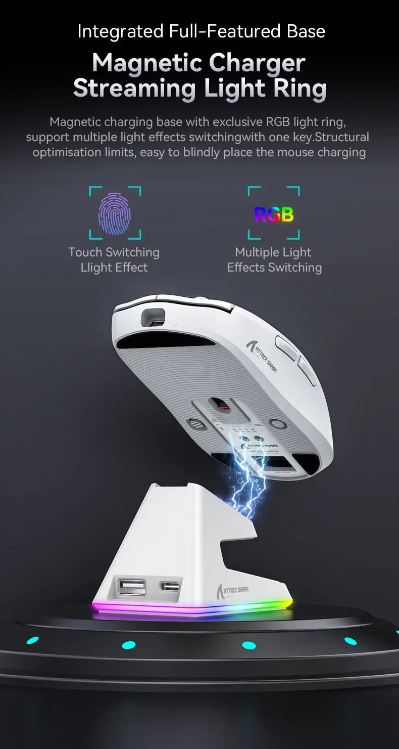 Attack Shark X6: Tri-Mode Wireless Gaming Mouse with Charging Dock