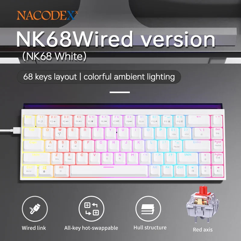 NK68 Terrain Keyboard: RGB Light Bar Mechanical Edition