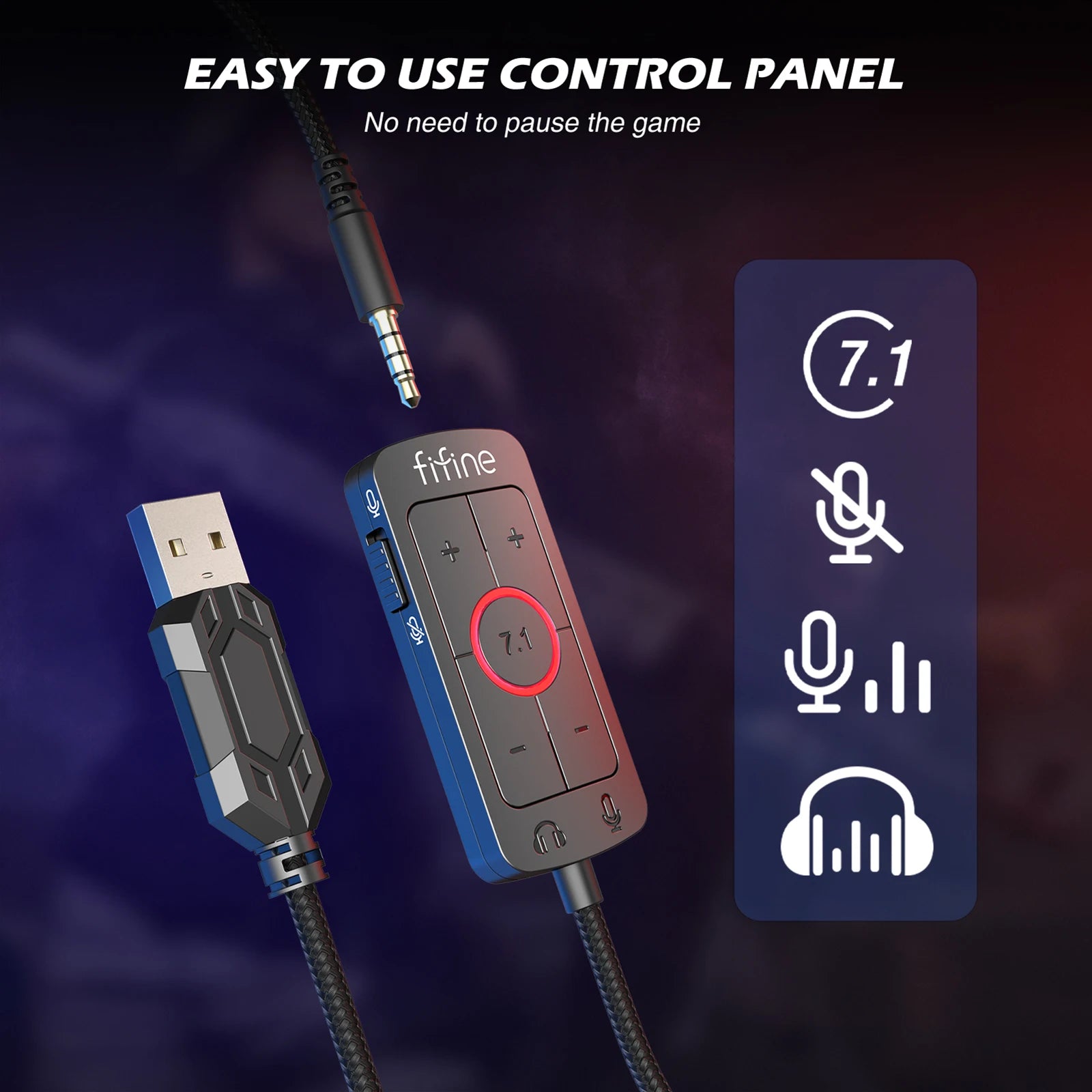 FIFINE H9 Professional Series | 7.1 Audio Headset with External Control Box