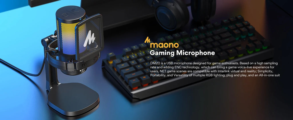 Maono DGM20 Series – Intelligent USB Gaming Mic with Noise Cancellation
