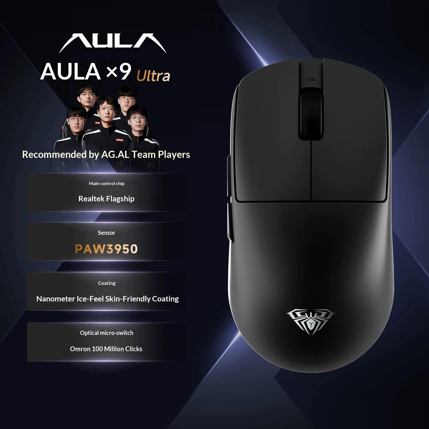 AULA X9 Max Ultra | PAW3950 Sensor & Dual 8KHz Wireless Gaming Mouse