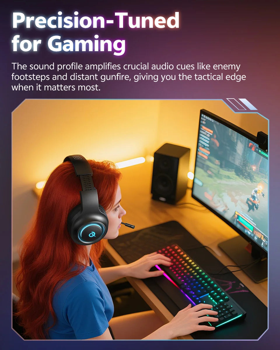 QCY Heroad V200 – Professional Bluetooth 6.0 Gaming Headset | 7.1 Series