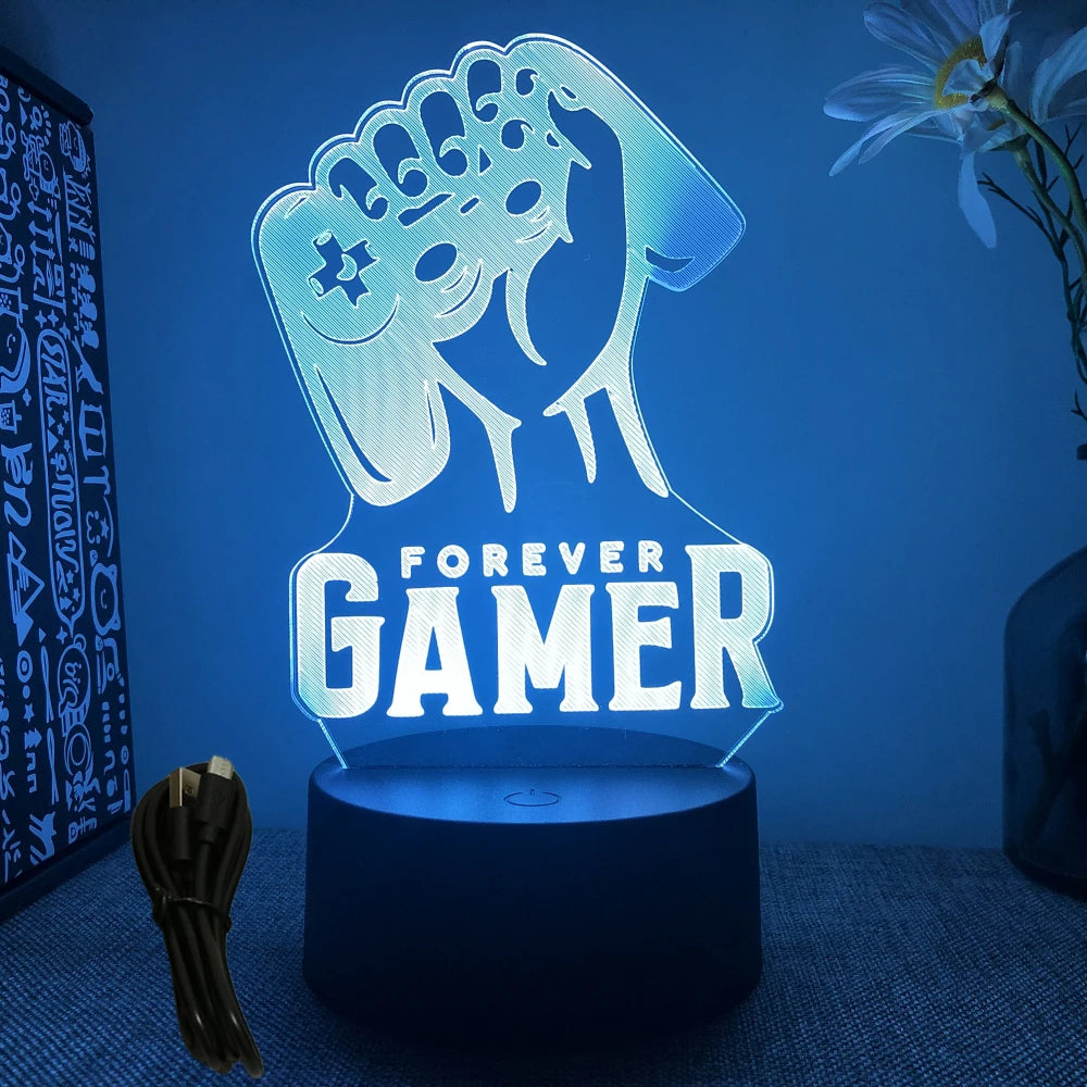 NEON GAMER 3D LED Lamp | RGB Night Light for Gaming Room Setup