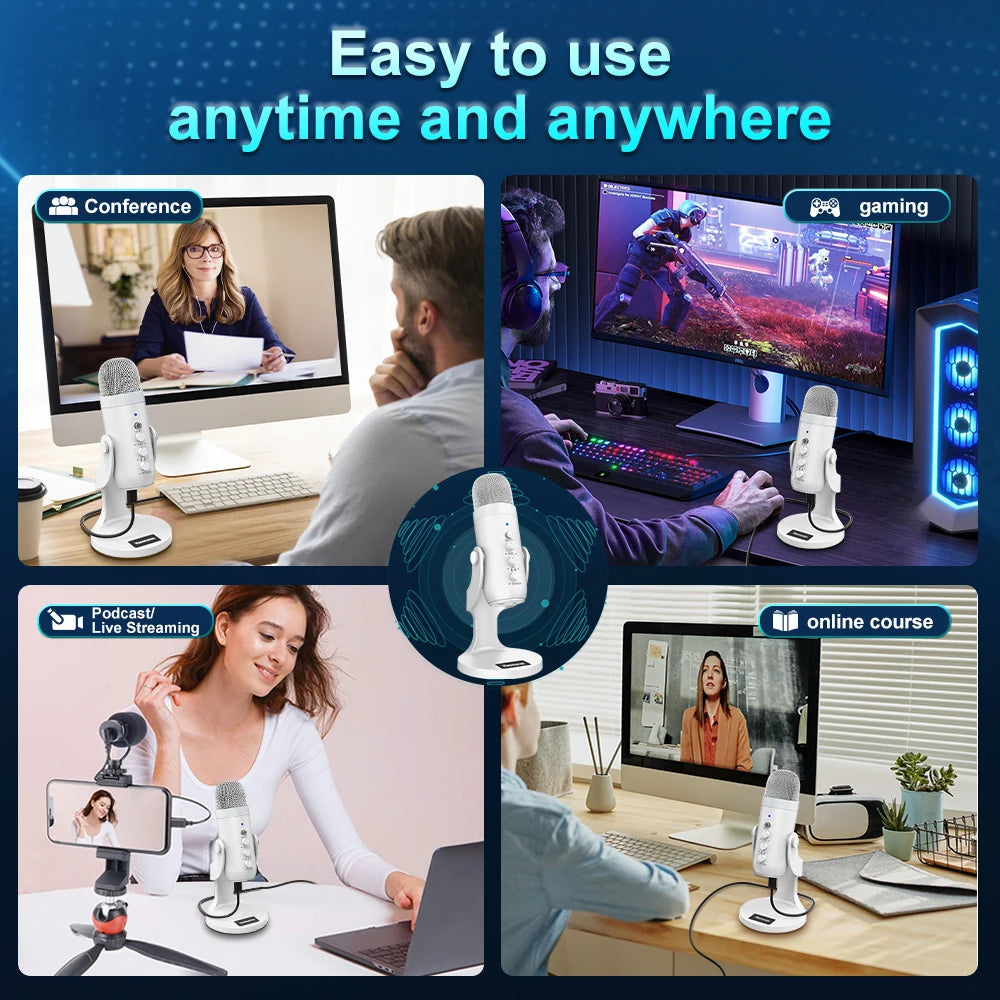 Haomuren White Series – Professional USB Studio Mic for Content Creators