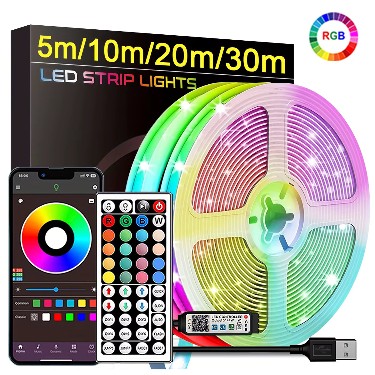 Smart LED Aura: Fita RGB com Controle via Aplicativo