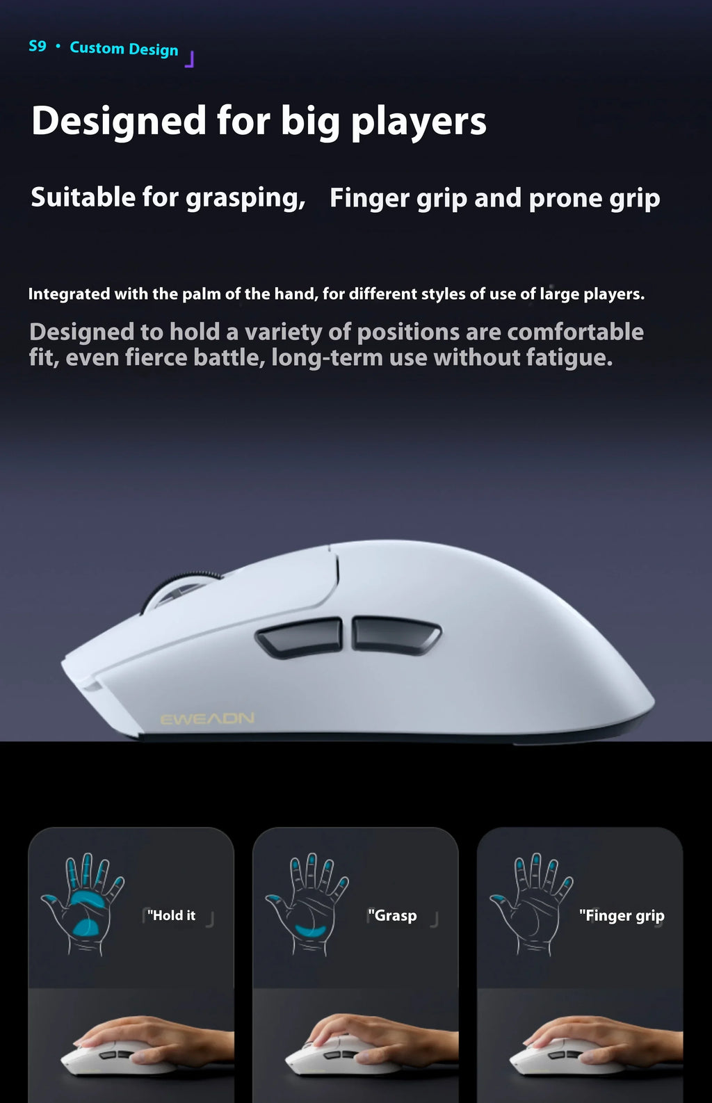 EWEADN S9 Pro: PAW3395 Professional Wireless Mouse 8K Hz