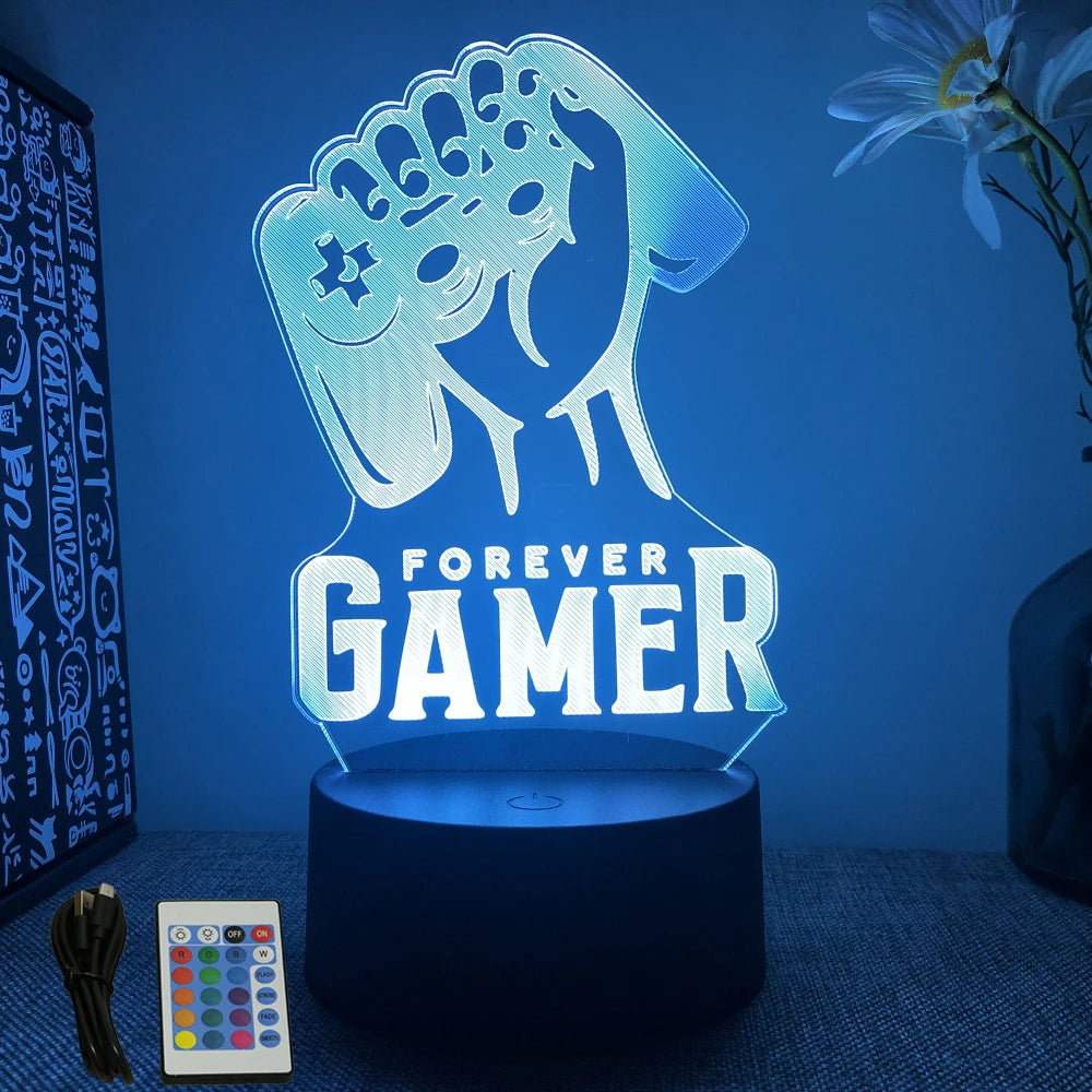 NEON GAMER 3D LED Lamp | RGB Night Light for Gaming Room Setup