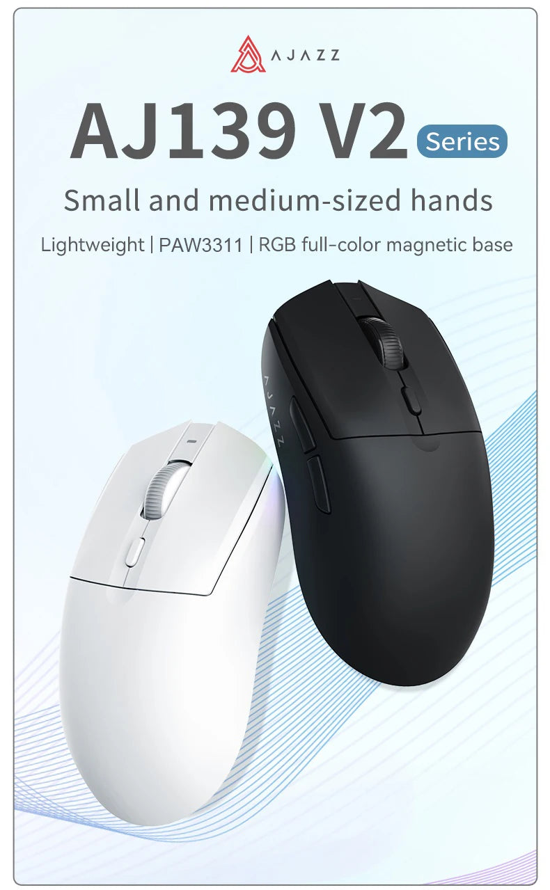 AJ139 V2 Performance: Superlight Wireless Gaming Mouse (12K DPI)