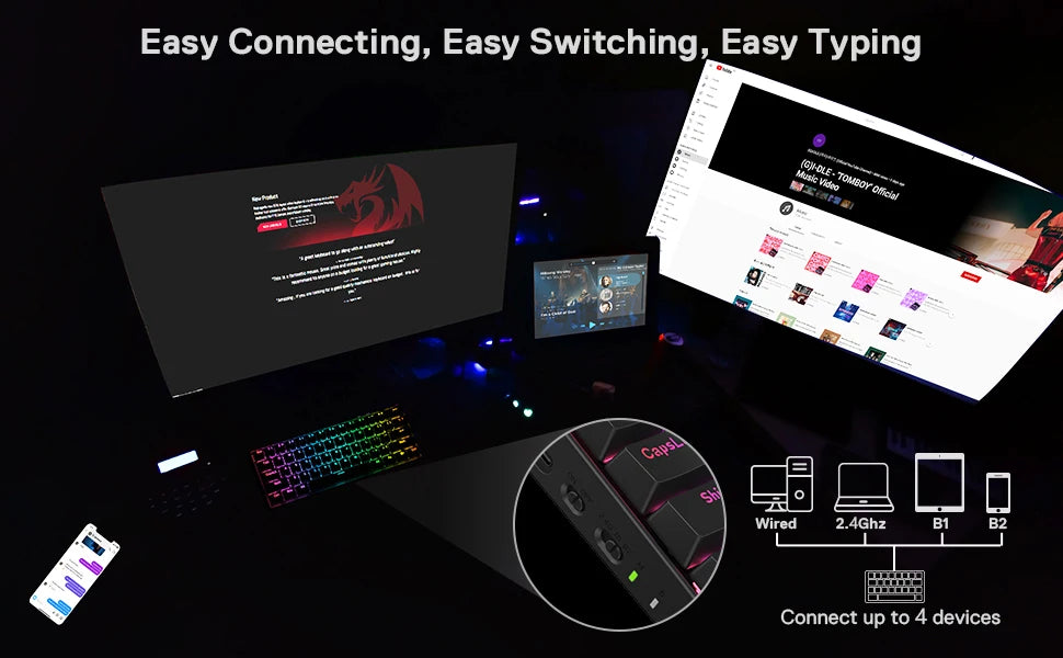 Redragon K530 Pro Keyboard: Tri-Mode Wireless 60% Mechanical