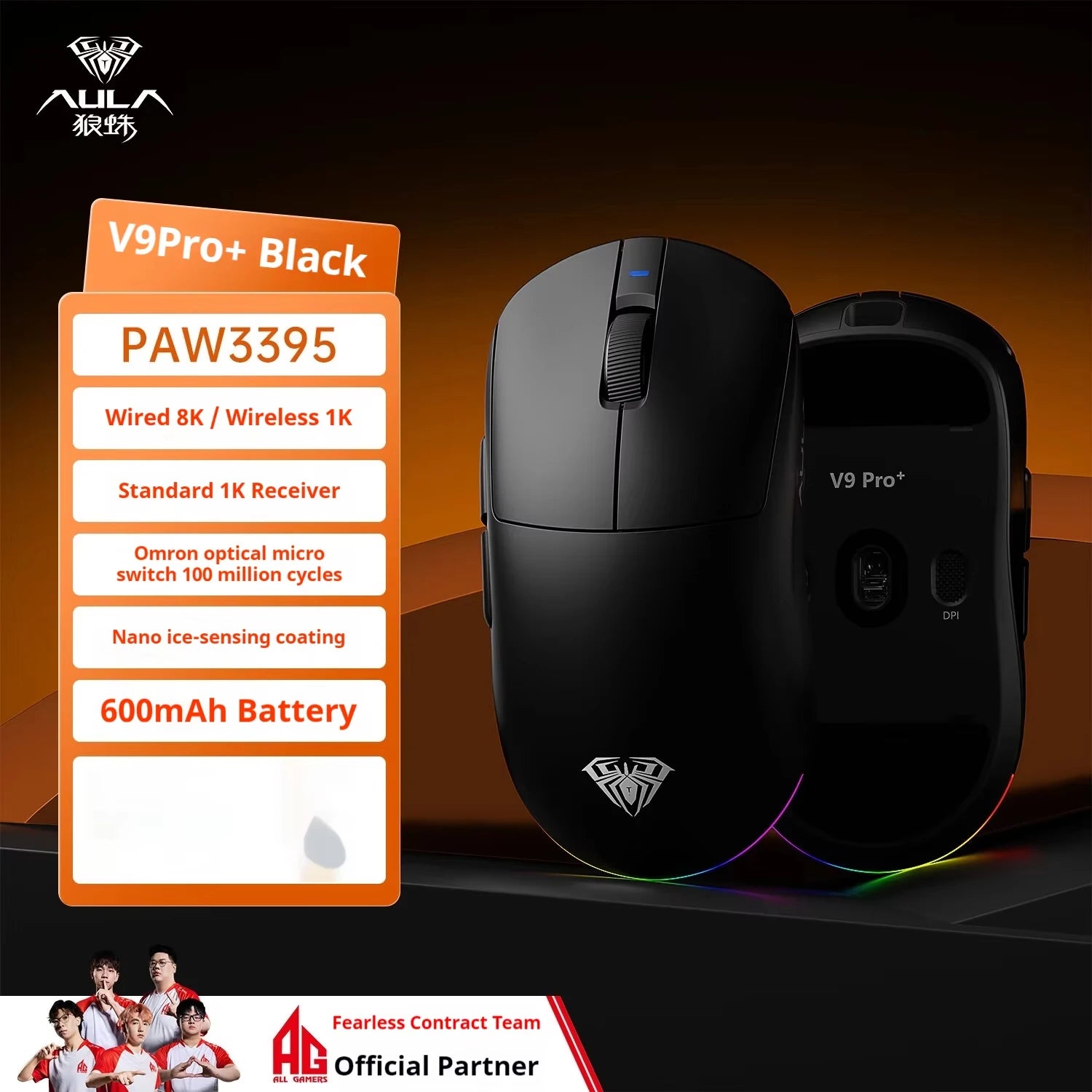 AULA V9+ Tri-Mode Wireless Mouse – Pro E-sports Performance Series