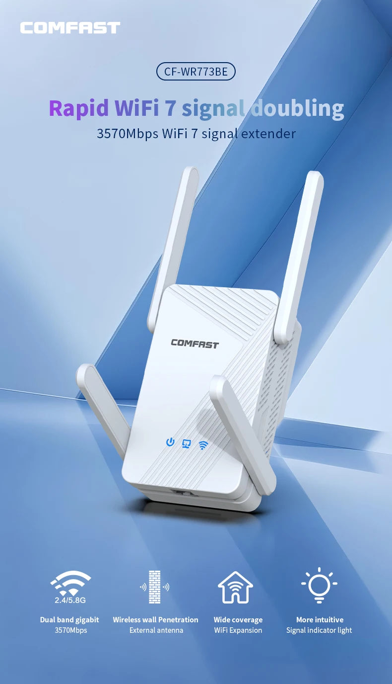 Comfast WiFi 7 Booster: 3600Mbps Ultra-Speed Range Extender