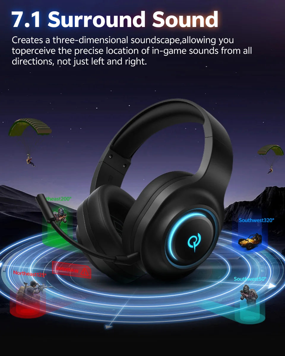 QCY Heroad V200 – Professional Bluetooth 6.0 Gaming Headset | 7.1 Series
