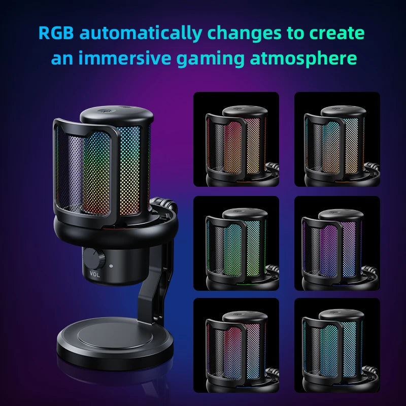 Professional RGB USB Microphone – Noise Reduction & Live Monitoring Series