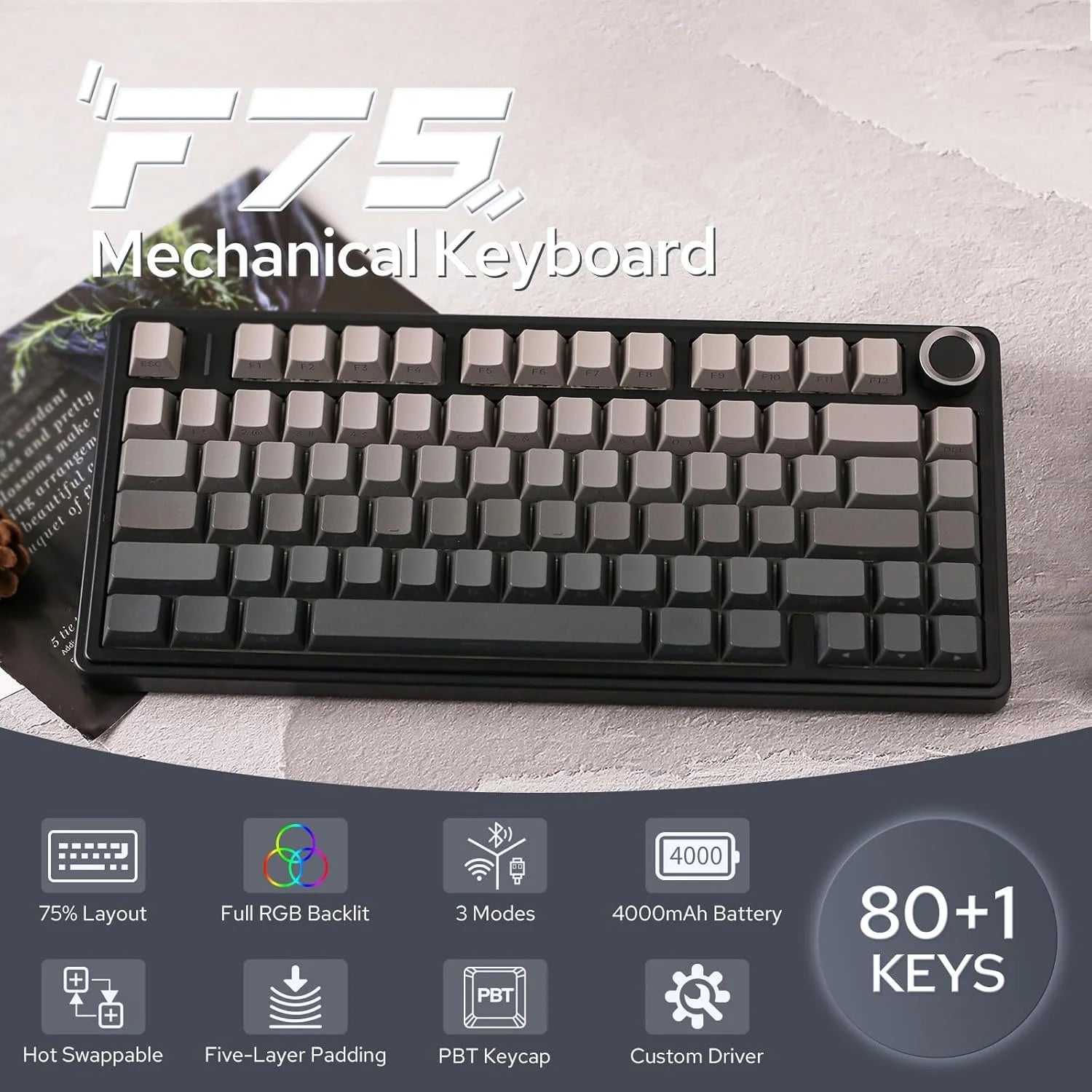 Aula F75 Pro Keyboard: Tri-Mode Gasket Mechanical Edition