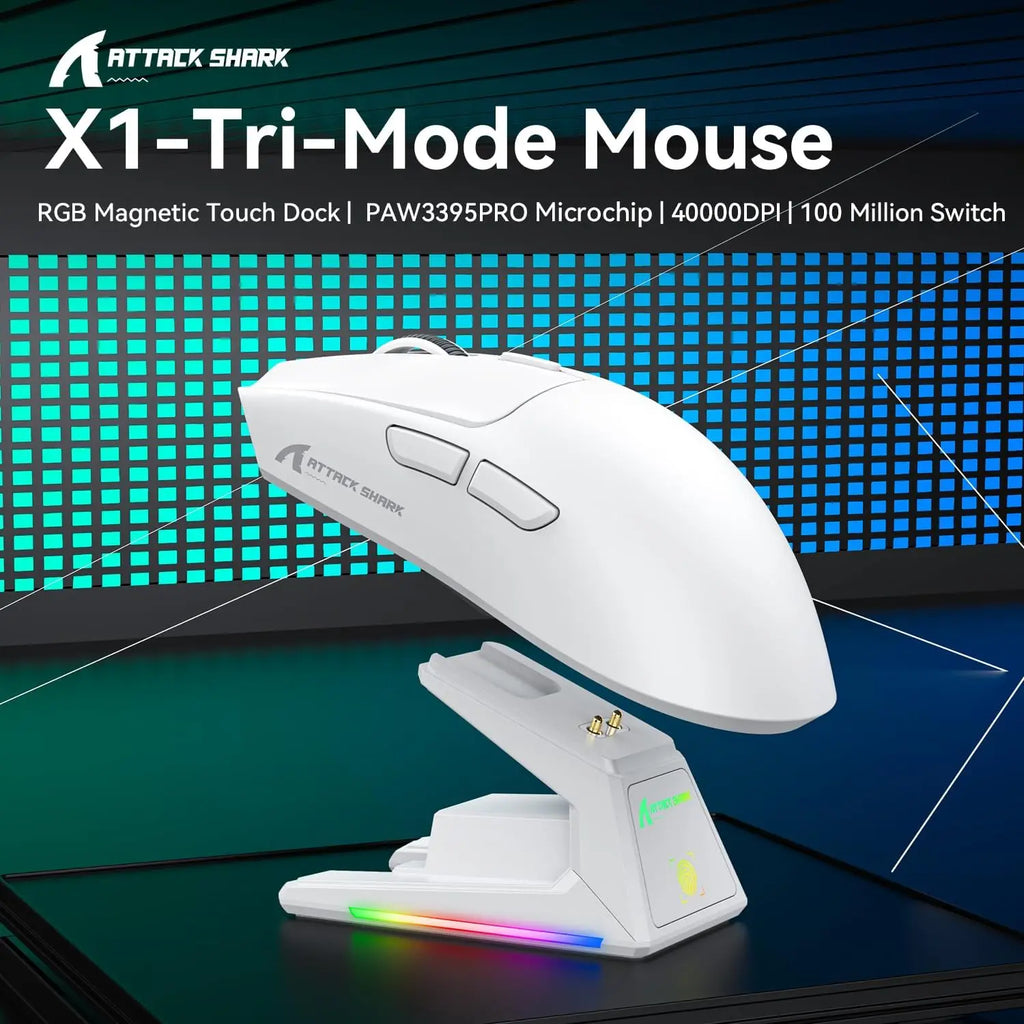 Attack Shark X1: 53g Superlight Mouse with Touchpad RGB Dock