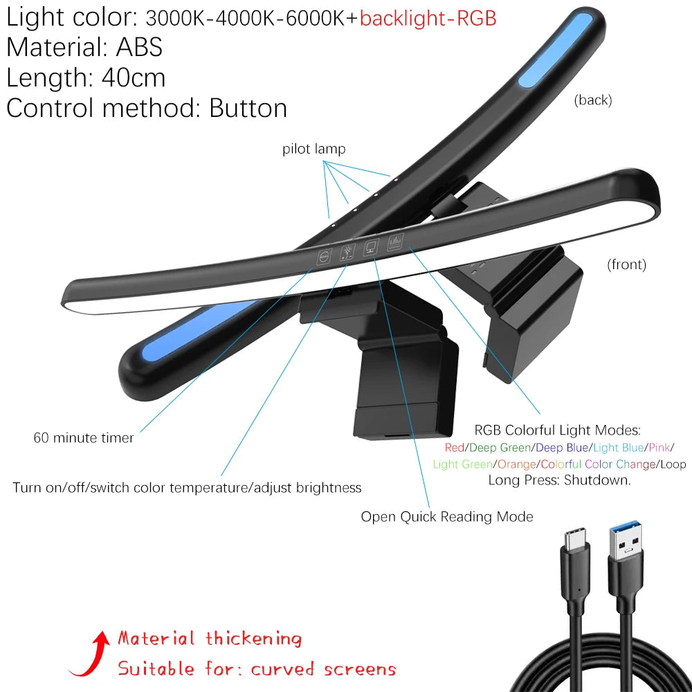 Lumina Pro: Dual-Source Monitor Light Bar with RGB Backlight