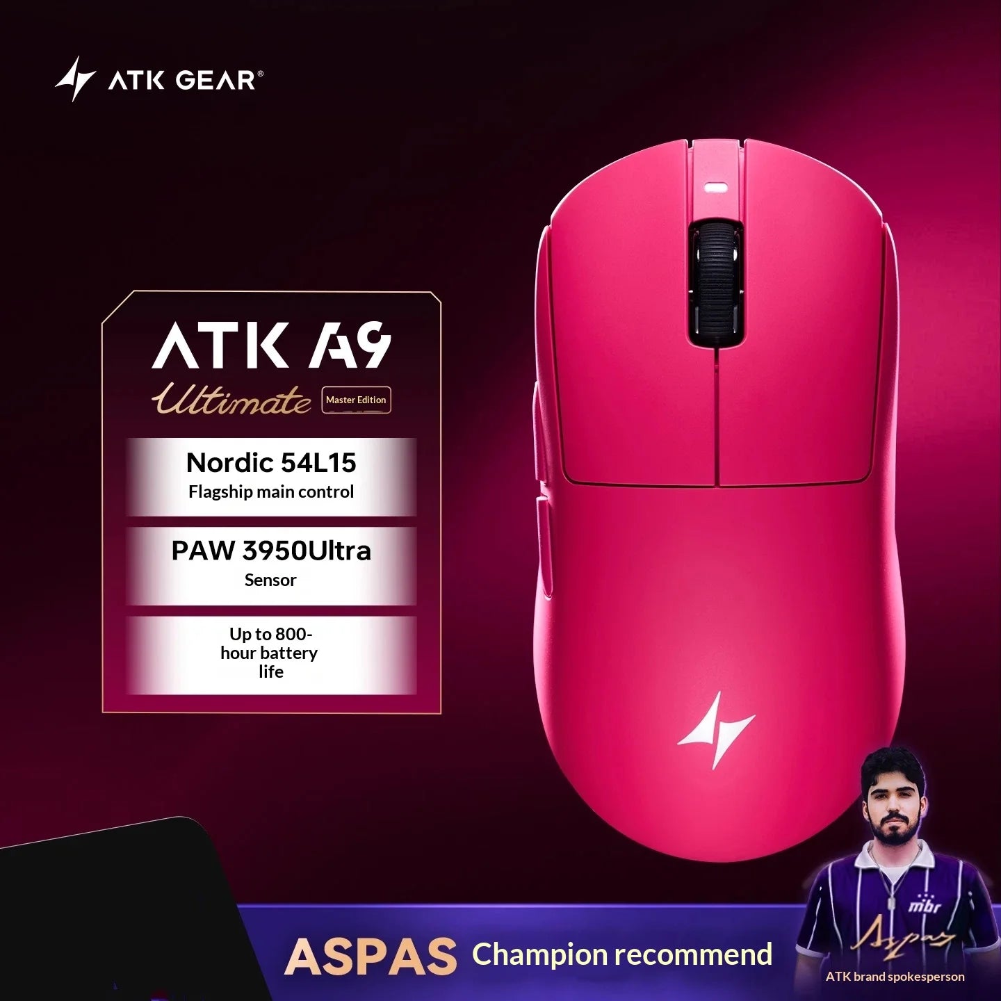 ATK Dragonfly A9 Ultimate: PAW3950 Ultra 8K Wireless Mouse