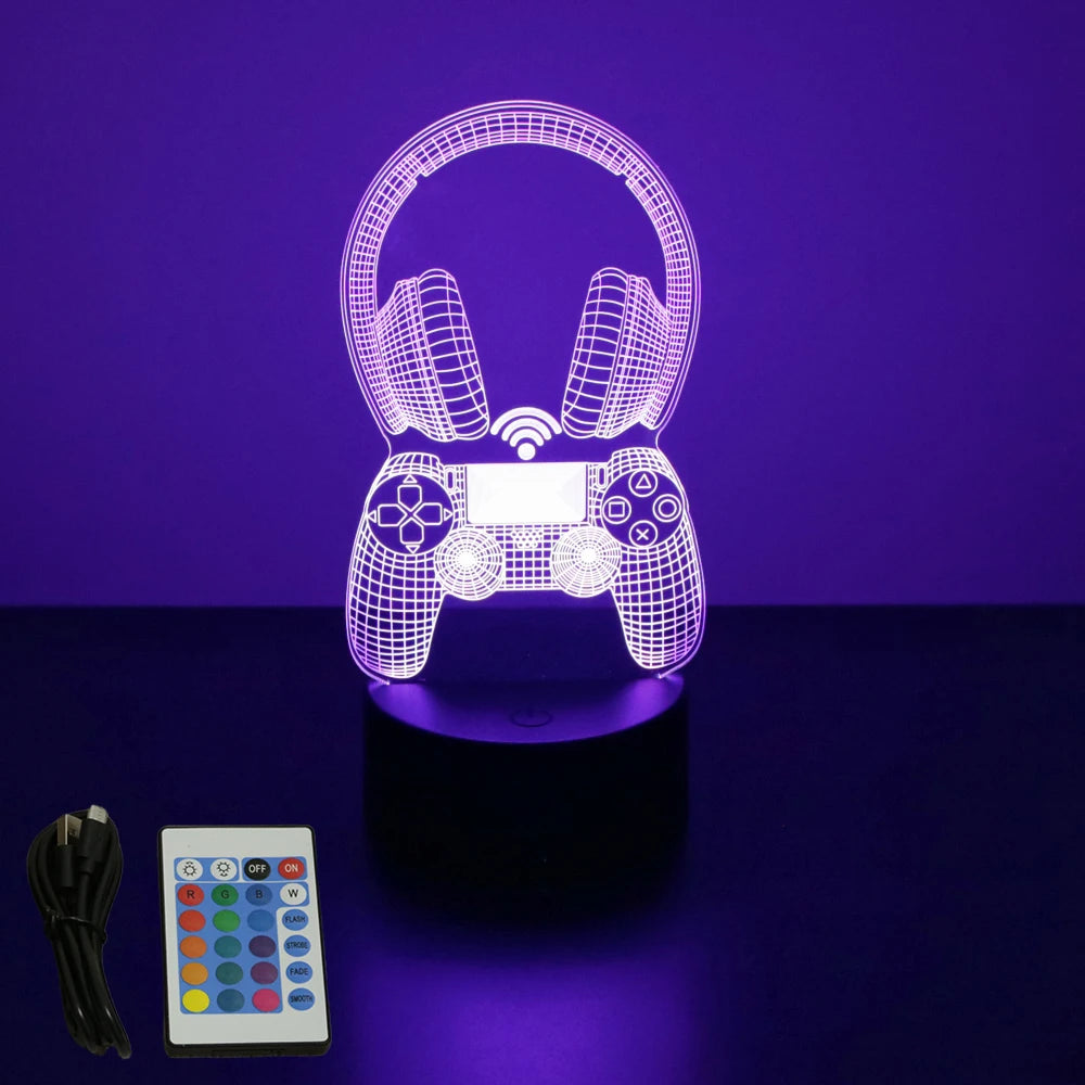 NEON GAMER 3D LED Lamp | RGB Night Light for Gaming Room Setup