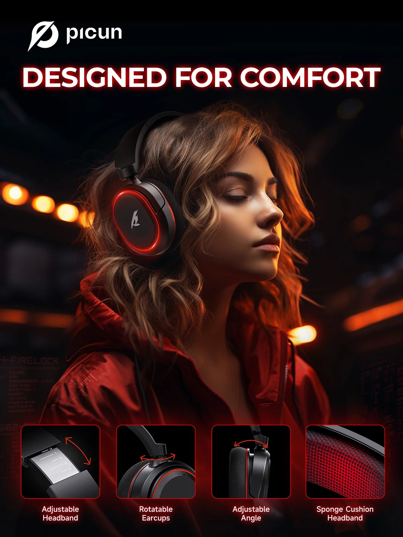 Picun G2 | 5ms Ultra-Low Latency Wireless Gaming Headset with 7.1 Audio