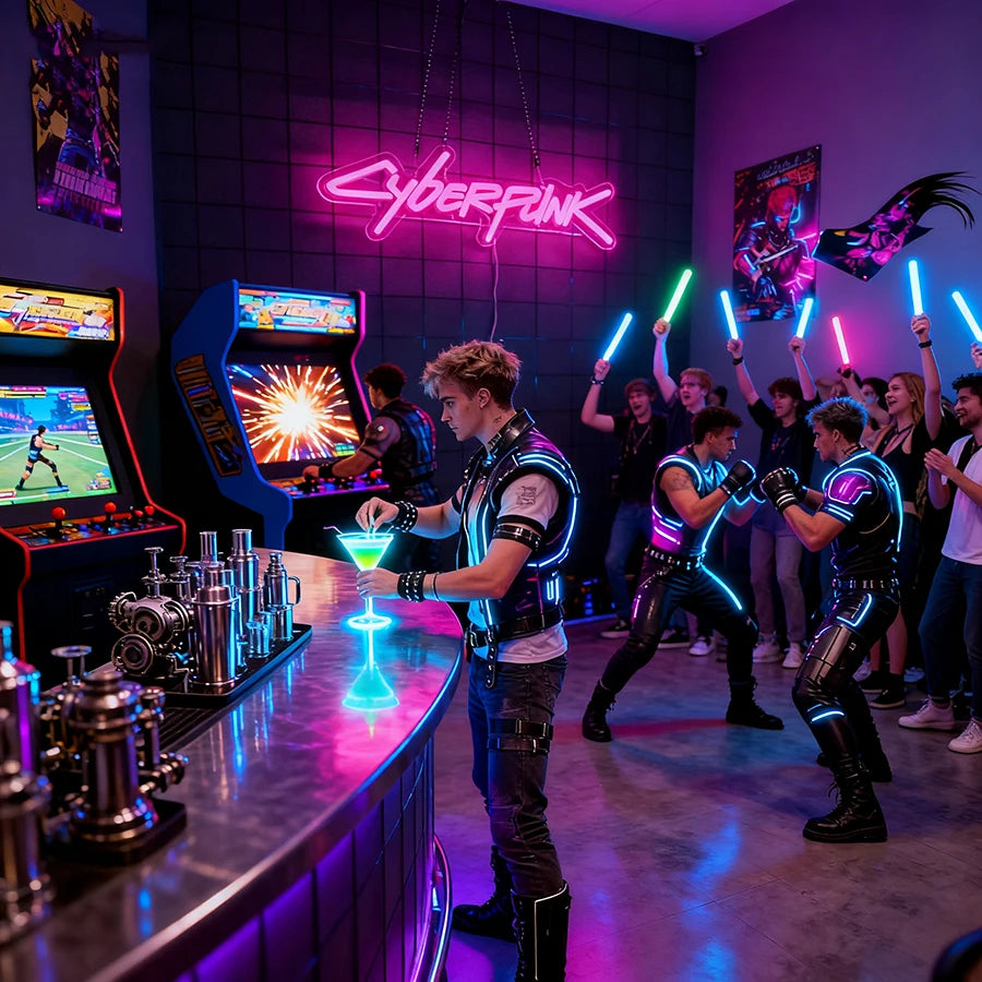 Cyberpunk Neon: Immersive 3D Gaming Wall Decor