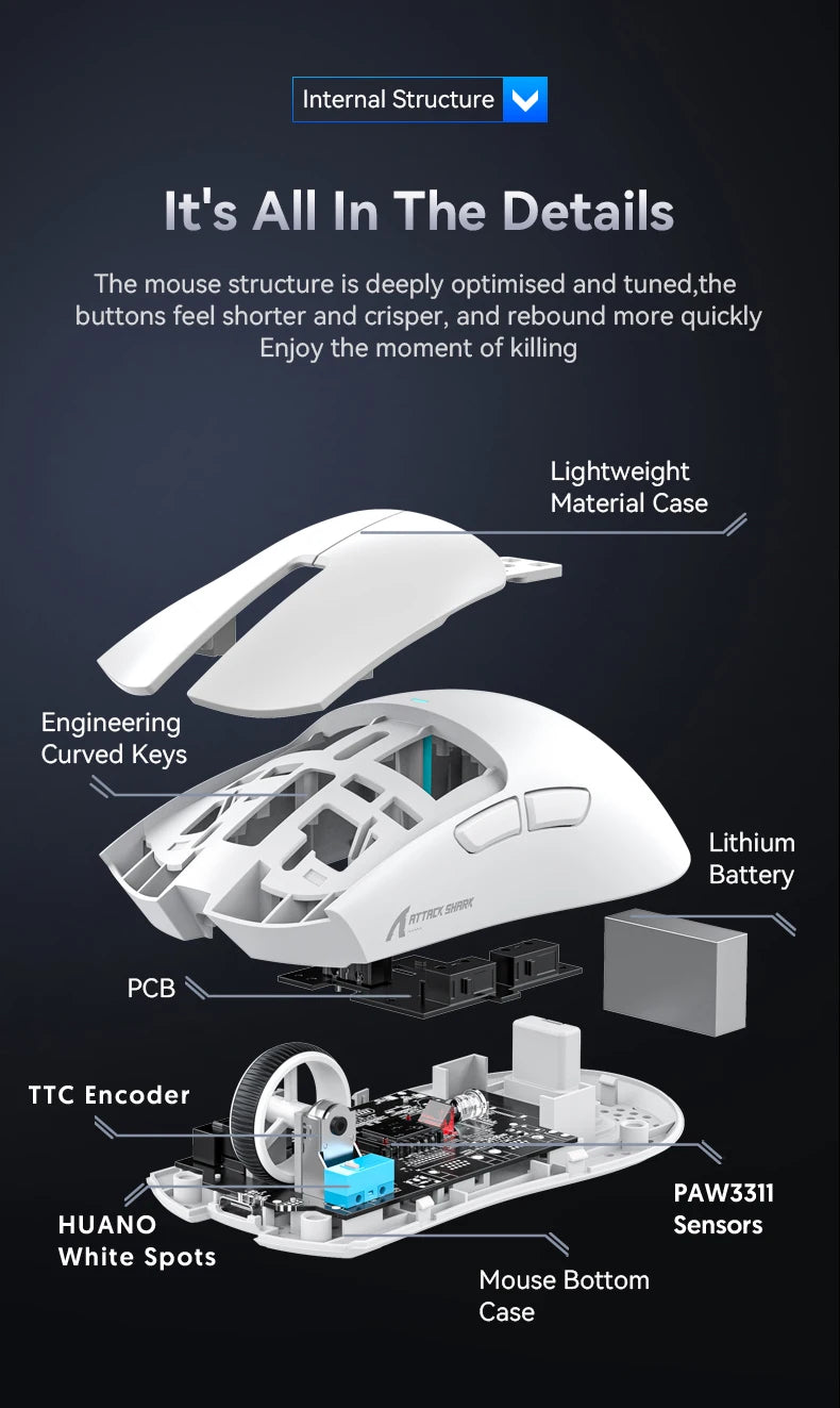 ATTACK SHARK X11SE Ultra-Light: 63g Wireless Gaming Mouse (22K DPI)