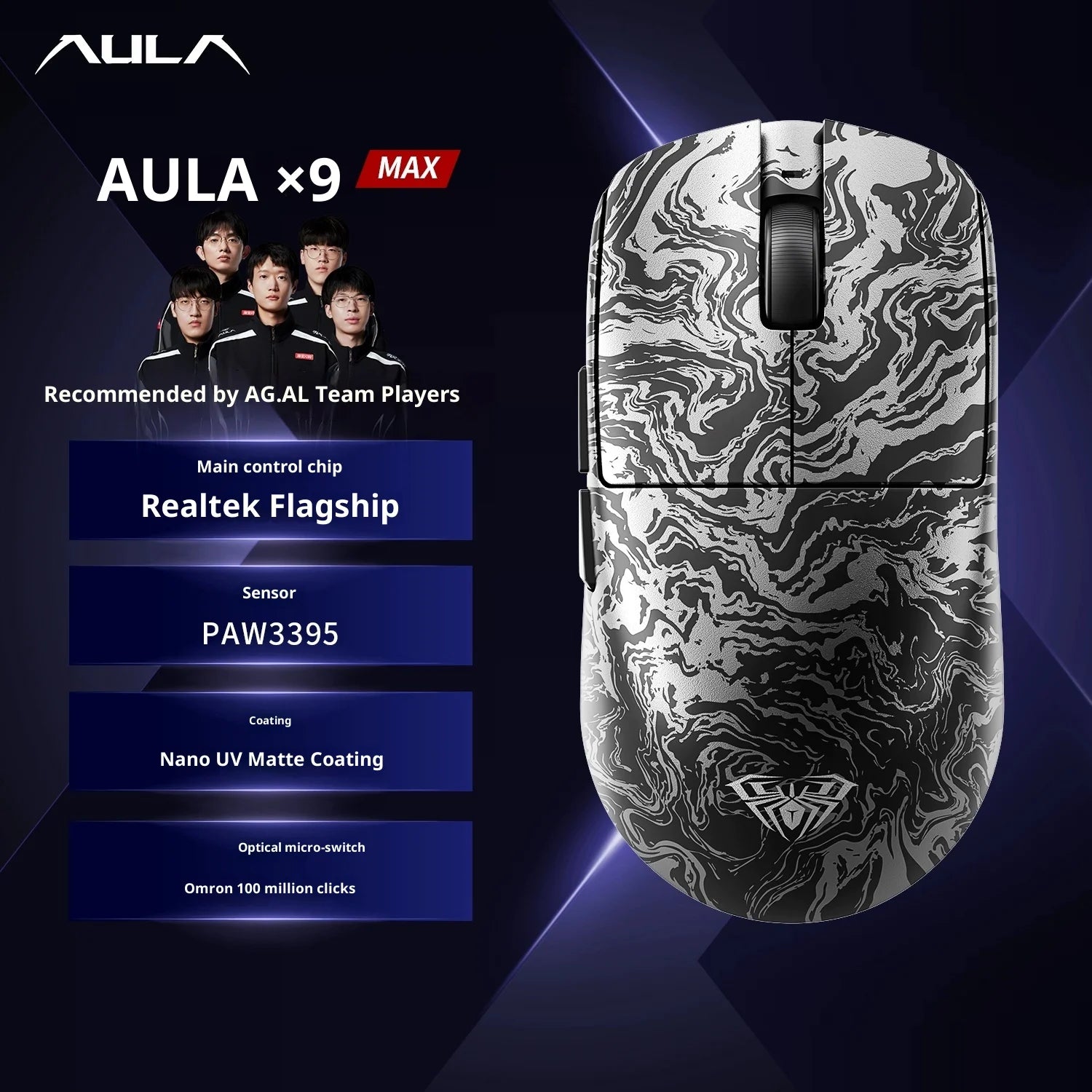AULA X9 Max Ultra | PAW3950 Sensor & Dual 8KHz Wireless Gaming Mouse