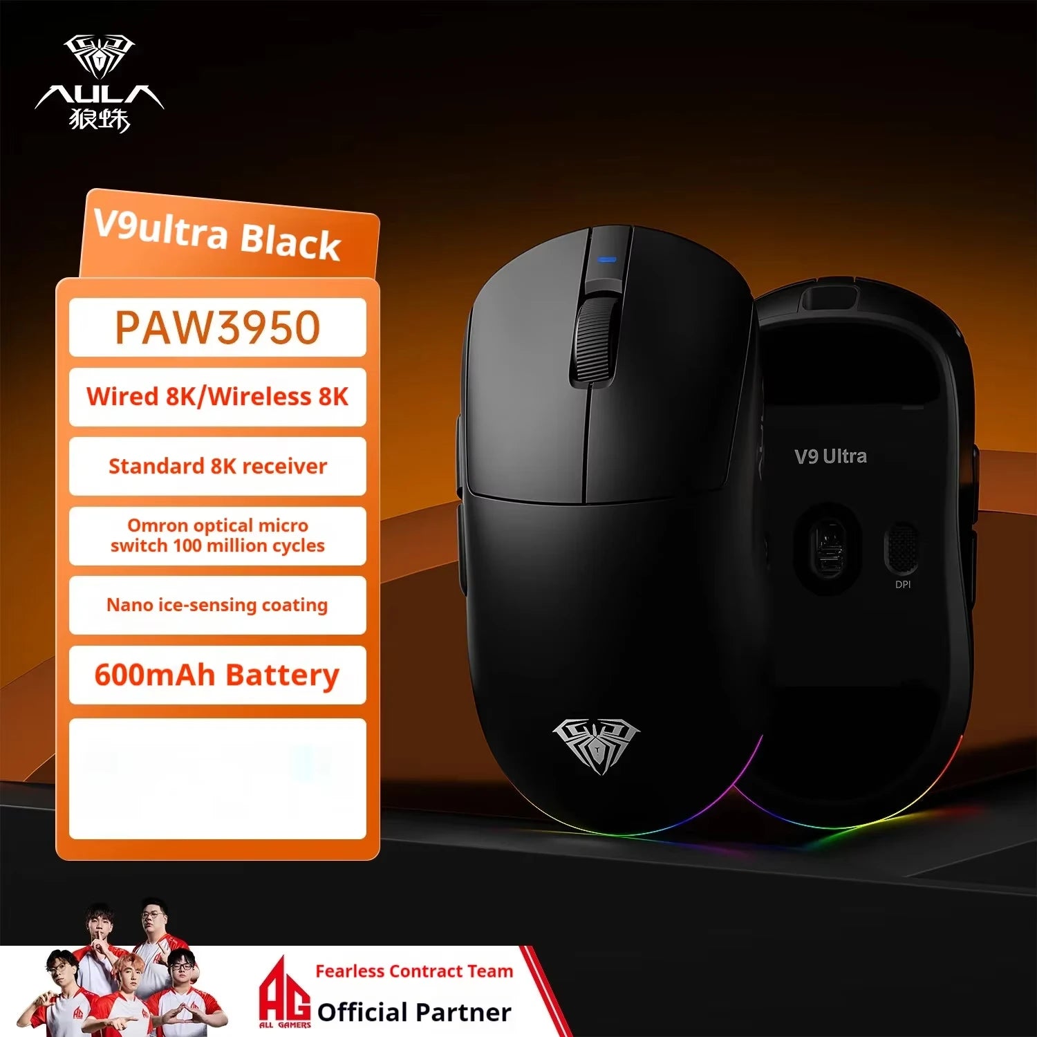 AULA V9+ Tri-Mode Wireless Mouse – Pro E-sports Performance Series