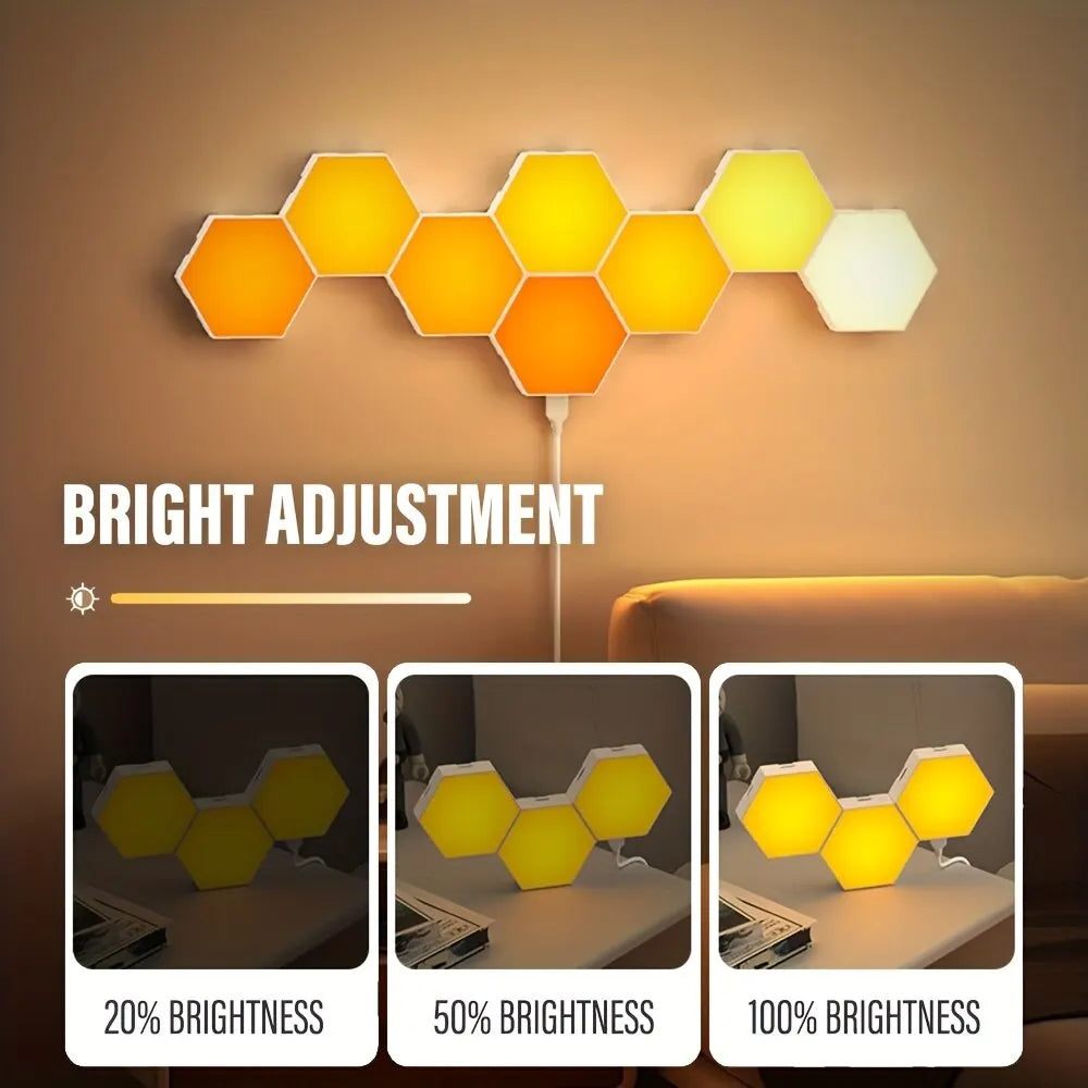 RGB Smart Hexagon Lamps: Music Rhythm Sync & App-Controlled Ambient Light