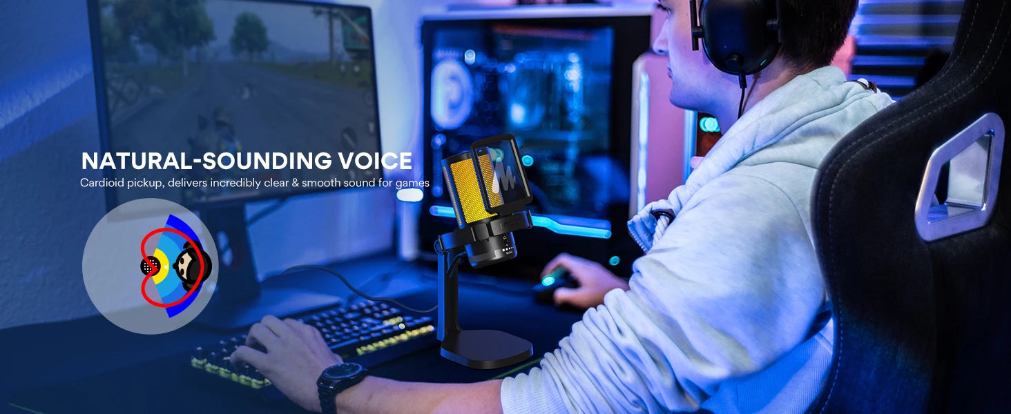 Maono DGM20 Series – Intelligent USB Gaming Mic with Noise Cancellation