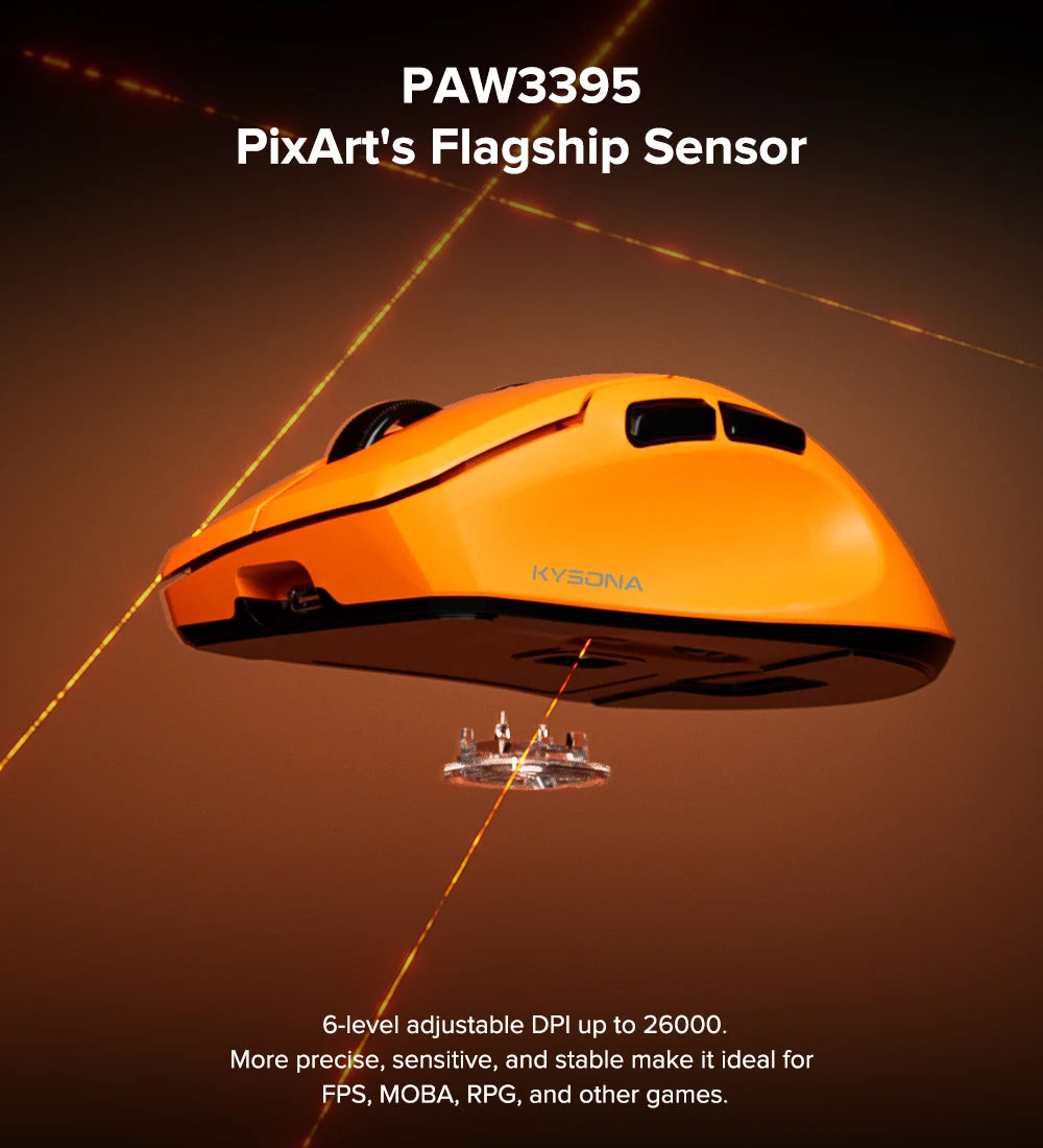 KYSONA Uranus PRO: PAW3395 8K Hz Performance Wireless Mouse