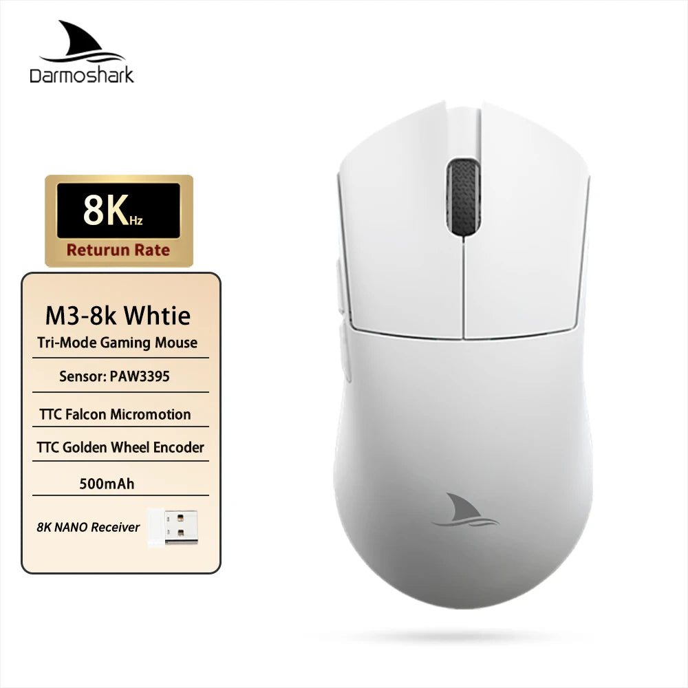 Darmoshark M3 V2 Double 8K: PAW3395 Sensor | 26K DPI Tri-Mode Mouse