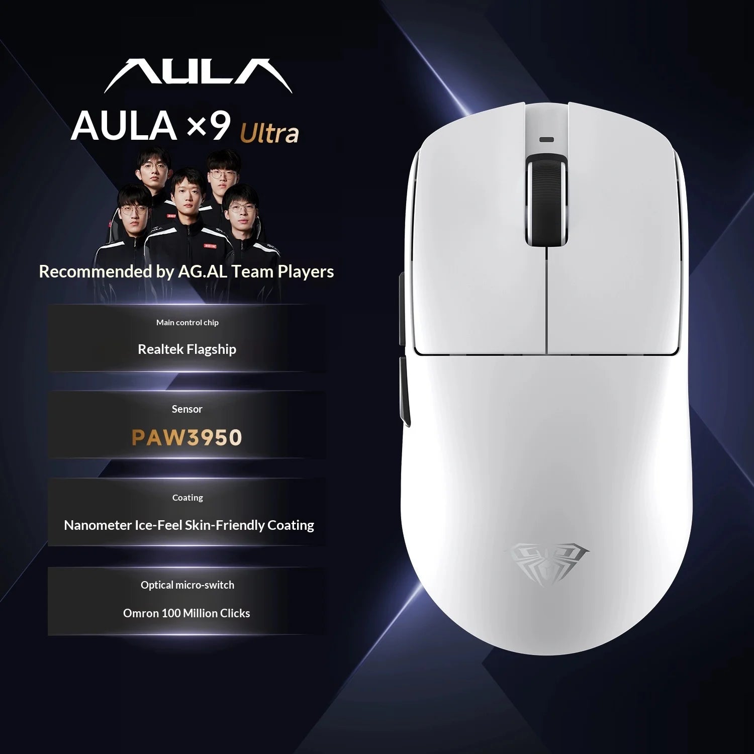 AULA X9 Max Ultra | PAW3950 Sensor & Dual 8KHz Wireless Gaming Mouse